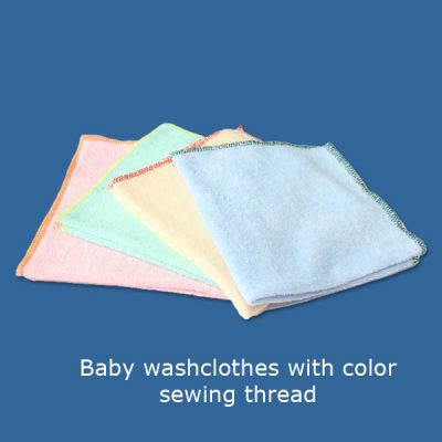Baby washclothes with color sewing thread