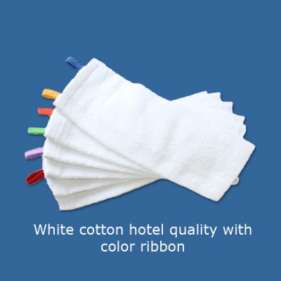 Washclothes white cotton hotel quality with color code ribbon